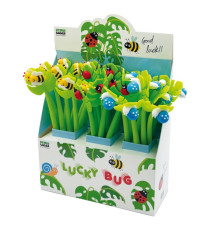 Penne a sfera Lucky Bug Flexi - con fusto flessibile - fantasie assortite - Lebez - expo 30 pezzi Penne a sfera Lucky Bug Flexi - con fusto flessibile - fantasie assortite - Lebez - expo 30 pezzi