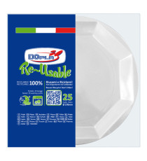 Piatto frutta riutilizzabile - ottagonale - diametro 17 cm - PS reuse - bianco - Dopla - conf. 25 pezzi Piatto frutta riutilizzabile - ottagonale - diametro 17 cm - PS reuse - bianco - Dopla - conf. 25 pezzi