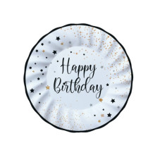 Piatto Happy Birthday - diametro 20 cm - carta - Big Party - conf. 8 pezzi Piatto Happy Birthday - diametro 20 cm - carta - Big Party - conf. 8 pezzi