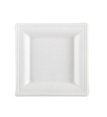 Piatto piano monouso - quadrato - 16 x 16 cm - canna da zucchero - bianco - Signor Bio - conf. 50 pezzi Piatto piano monouso - quadrato - 16 x 16 cm - canna da zucchero - bianco - Signor Bio - conf. 50 pezzi