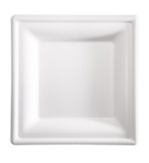Piatto piano monouso - quadrato - 20 x 20 cm - canna da zucchero - bianco - Signor Bio - conf. 50 pezzi Piatto piano monouso - quadrato - 20 x 20 cm - canna da zucchero - bianco - Signor Bio - conf. 50 pezzi