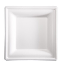 Piatto piano monouso - quadrato - 20 x 20 cm - canna da zucchero - bianco - Signor Bio - conf. 50 pezzi Piatto piano monouso - quadrato - 20 x 20 cm - canna da zucchero - bianco - Signor Bio - conf. 50 pezzi