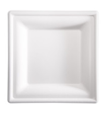 Piatto piano monouso - quadrato - 20 x 20 cm - canna da zucchero - bianco - Signor Bio - conf. 50 pezzi Piatto piano monouso - quadrato - 20 x 20 cm - canna da zucchero - bianco - Signor Bio - conf. 50 pezzi