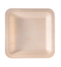 Piatto piano monouso - quadrato - 21,5 x 21,5 cm - legno - colore naturale - Signor Bio - conf. 50 pezzi Piatto piano monouso - quadrato - 21,5 x 21,5 cm - legno - colore naturale - Signor Bio - conf. 50 pezzi