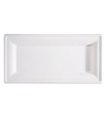 Piatto piano monouso - rettangolare - 26 x 13 cm - canna da zucchero - bianco - Signor Bio - conf. 50 pezzi Piatto piano monouso - rettangolare - 26 x 13 cm - canna da zucchero - bianco - Signor Bio - conf. 50 pezzi