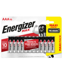 Pila ministilo AAA - 1,5V - Max alcalina - Energizer - astuccio 16 pezzi Pila ministilo AAA - 1,5V - Max alcalina - Energizer - astuccio 16 pezzi