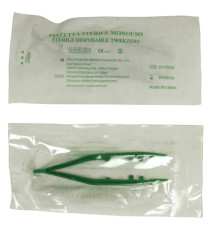 Pinzetta sterile - monouso - 10 cm - verde - PVS