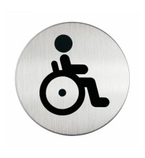 Pittogramma adesivo - WC diversamente abili - diametro 8,3 cm - acciaio - Durable Pittogramma adesivo - WC diversamente abili - diametro 8,3 cm - acciaio - Durable