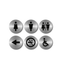 Pittogrammi adesivi - diametro 10 cm - acciaio inox - Securit - set 6 targhette Pittogrammi adesivi - diametro 10 cm - acciaio inox - Securit - set 6 targhette