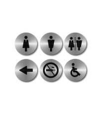 Pittogrammi adesivi - diametro 10 cm - acciaio inox - Securit - set 6 targhette Pittogrammi adesivi - diametro 10 cm - acciaio inox - Securit - set 6 targhette