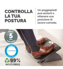 Poggiapiedi regolabile - con sistema antibatterico Microban - Fellowes