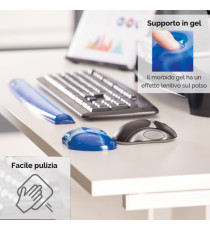 Poggiapolsi in gel - blu trasparente - Fellowes