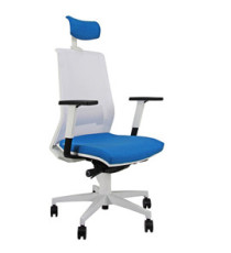 Poltrona semidirezionale Light LLBPG - con braccioli regolabili e poggiatesta - blu chiaro/bianco - Unisit