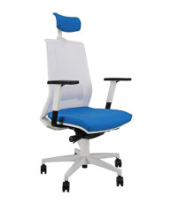 Poltrona semidirezionale Light LLBPG - con braccioli regolabili e poggiatesta - blu chiaro/bianco - Unisit