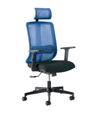 Poltrona semidirezionale Vertigo VRAPG - con braccioli regolabili e poggiatesta - nero/blu - Unisit