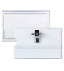 Portabadge con clip e spilla - 9 x 5,5 cm - Lebez - conf. 50 pezzi