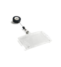 Portabadge Duo in acrilico con chiocciola - 2 tessere inseribili - 5,4 x 9 cm - Durable - conf. 10 pezzi Portabadge Duo in acrilico con chiocciola - 2 tessere inseribili - 5,4 x 9 cm - Durable - conf. 10 pezzi