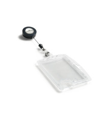 Portabadge Duo in acrilico con chiocciola - 2 tessere inseribili - 5,4 x 9 cm - Durable - conf. 10 pezzi Portabadge Duo in acrilico con chiocciola - 2 tessere inseribili - 5,4 x 9 cm - Durable - conf. 10 pezzi
