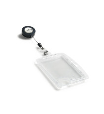 Portabadge Duo in acrilico con chiocciola - 2 tessere inseribili - 5,4 x 9 cm - Durable - conf. 10 pezzi Portabadge Duo in acrilico con chiocciola - 2 tessere inseribili - 5,4 x 9 cm - Durable - conf. 10 pezzi
