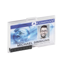 Portabadge PushBox Mono - 1 tessera inseribile - 5,4 x 8,7 cm - Durable - conf. 10 pezzi Portabadge PushBox Mono - 1 tessera inseribile - 5,4 x 8,7 cm - Durable - conf. 10 pezzi