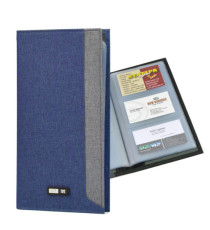 Portabiglietti  in tessuto - 12 x 23 cm - capacità 64 biglietti - blu - City Time