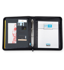 Portablocco - tessuto - c/anelli - nero - 28,5x36 cm - City Time Portablocco - tessuto - c/anelli - nero - 28,5x36 cm - City Time