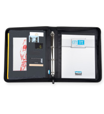 Portablocco - tessuto - c/anelli - nero - 28,5x36 cm - City Time Portablocco - tessuto - c/anelli - nero - 28,5x36 cm - City Time