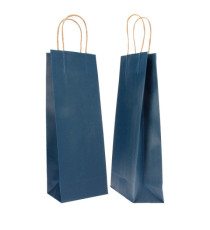 Portabottiglie BARBERA - maniglie cordino - 14 x 9 x 38 cm - carta biokraft - blu - Mainetti Bags - conf. 20 pezzi Portabottiglie BARBERA - maniglie cordino - 14 x 9 x 38 cm - carta biokraft - blu - Mainetti Bags - conf. 20 pezzi