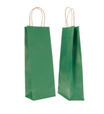 Portabottiglie BARBERA - maniglie cordino - 14 x 9 x 38 cm - carta biokraft - verde - Mainetti Bags - conf. 20 pezzi Portabottiglie BARBERA - maniglie cordino - 14 x 9 x 38 cm - carta biokraft - verde - Mainetti Bags - conf. 20 pezzi
