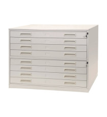 Portadisegni orizzontale - 8 cassetti - per fogli A0 - 137 x 96 x 122 cm - metallo - grigio chiaro - Tecnotelai
