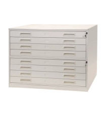 Portadisegni orizzontale - 8 cassetti - per fogli A0 - 137 x 96 x 122 cm - metallo - grigio chiaro - Tecnotelai