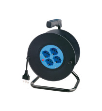 Prolunga con avvolgicavo da 25 mt - 4 prese Schuko/bipasso - MKC Prolunga con avvolgicavo da 25 mt - 4 prese Schuko/bipasso - MKC