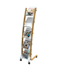 Portariviste da terra - 5 tasche - 34 x 50 x 165 cm - legno/ABS - bianco - Alba Portariviste da terra - 5 tasche - 34 x 50 x 165 cm - legno/ABS - bianco - Alba