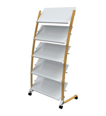 Portariviste da terra - 5 tasche - 36 x 86 x 165 cm - legno/ABS - bianco - Alba Portariviste da terra - 5 tasche - 36 x 86 x 165 cm - legno/ABS - bianco - Alba