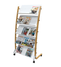 Portariviste da terra - 5 tasche - 36 x 86 x 165 cm - legno/ABS - bianco - Alba Portariviste da terra - 5 tasche - 36 x 86 x 165 cm - legno/ABS - bianco - Alba