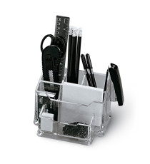 Portatutto da banco - plexiglass - 19x12x10 cm - accessori inclusi - trasparente - Lebez