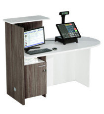 Postazione reception Concept - 145 x 83 x 117 cm - bianco/frassino toscano Postazione reception Concept - 145 x 83 x 117 cm - bianco/frassino toscano
