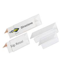 Portanome da tavolo Prisma - 10 x 5 cm - PVC trasparente - Sei Rota - conf. 10 pezzi Portanome da tavolo Prisma - 10 x 5 cm - PVC trasparente - Sei Rota - conf. 10 pezzi