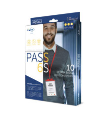 Portanome Pass 6S-P - cordoncino nero - 10 x 15 cm (A6) - trasparente neutro - Sei Rota - conf. 10 pezzi Portanome Pass 6S-P - cordoncino nero - 10 x 15 cm (A6) - trasparente neutro - Sei Rota - conf. 10 pezzi