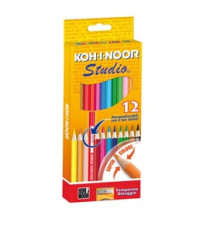 Matite colorate Studio - diametro mina 2,8 mm - colori assortiti - Koh.I.Noor - Astuccio 12 pezzi