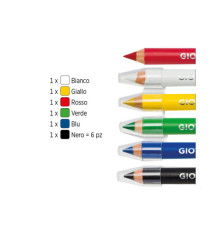 Matite cosmetiche Make Up - mina diam. 6,25 mm - colori classici - Giotto - conf. 6 pezzi Matite cosmetiche Make Up - mina diam. 6,25 mm - colori classici - Giotto - conf. 6 pezzi
