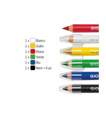 Matite cosmetiche Make Up - mina diam. 6,25 mm - colori classici - Giotto - conf. 6 pezzi Matite cosmetiche Make Up - mina diam. 6,25 mm - colori classici - Giotto - conf. 6 pezzi
