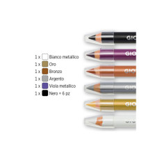 Matite cosmetiche Make Up - mina diam. 6,25 mm - colori metal - Giotto - conf. 6 pezzi Matite cosmetiche Make Up - mina diam. 6,25 mm - colori metal - Giotto - conf. 6 pezzi