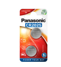 Micropila CR2025 - 3V - a pastiglia - litio - Panasonic - blister 2 pezzi