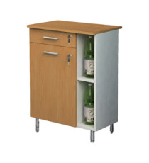 Mobile angolo Ristoro - punto caffè - 60 x 45 x 84 cm - bianco/noce chiaro