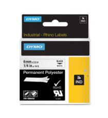 Nastro Rhino 18482 - 9 mm x 5,5 mt - poliestere - permanente - nero/bianco - Dymo Nastro Rhino 18482 - 9 mm x 5,5 mt - poliestere - permanente - nero/bianco - Dymo