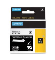 Nastro Rhino 18483 - 12 mm x 5,5 mt - poliestere - permanente - nero/bianco - Dymo Nastro Rhino 18483 - 12 mm x 5,5 mt - poliestere - permanente - nero/bianco - Dymo