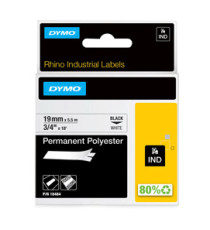 Nastro Rhino 18484 - 19 mm x 5,5 mt - poliestere permanente - nero/bianco - Dymo Nastro Rhino 18484 - 19 mm x 5,5 mt - poliestere permanente - nero/bianco - Dymo