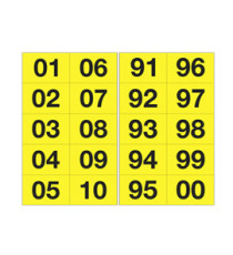 Numero adesivo da 01 a 99 - 44 x 34 mm - 10 et/fg - 10 fogli - nero/giallo Numero adesivo da 01 a 99 - 44 x 34 mm - 10 et/fg - 10 fogli - nero/giallo