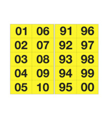 Numero adesivo da 01 a 99 - 44 x 34 mm - 10 et/fg - 10 fogli - nero/giallo Numero adesivo da 01 a 99 - 44 x 34 mm - 10 et/fg - 10 fogli - nero/giallo